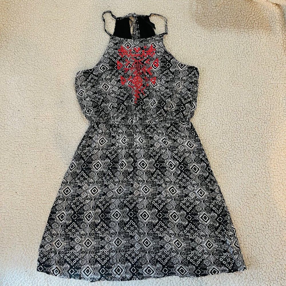 Trixxi Sleeveless Halter Tie Dress Black with Pink Design Women S Arthoe Coastal